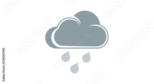 Minimalist Cloud and Rain Icon Set on Black Background for Weather, Meteorology Applications