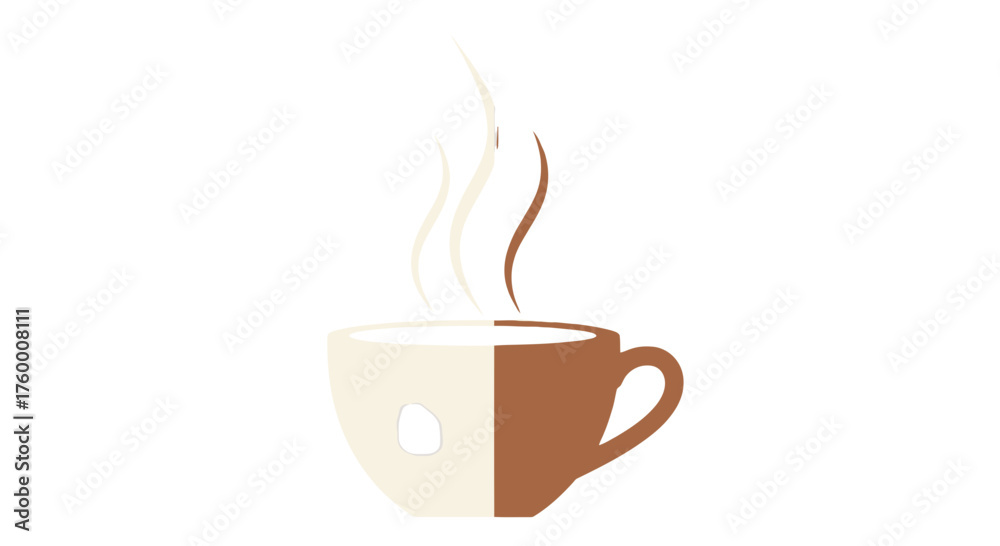 Obraz premium Minimalist Coffee Cup Illustration in Two Tones with Steam Rising on a Black Backdrop