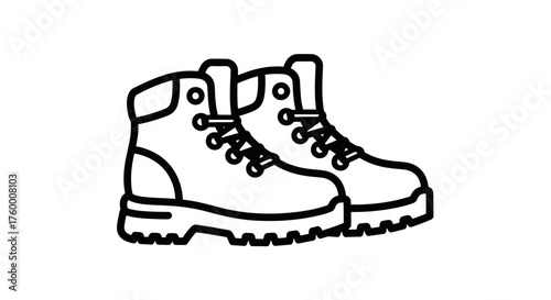 Minimalist Boot Illustration Depicting Hiking and Adventure Ready Footwear Over Black