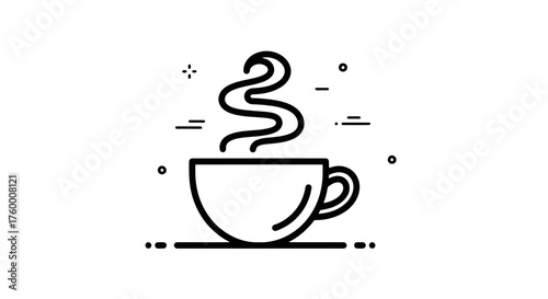 Minimalist Coffee Cup Silhouette Over Black: A Modern Artistic Representation