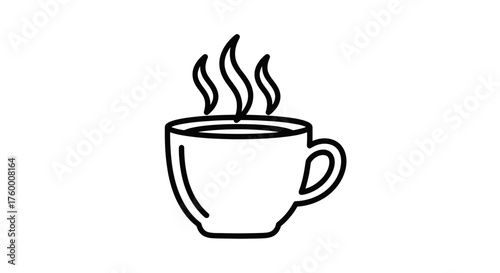 Minimalist Coffee Cup with Rising Steam Depicting Freshly Brewed Hot Beverage