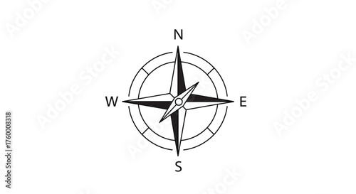 Minimalist Compass Pointing North Against Black Backdrop Ideal For Navigation