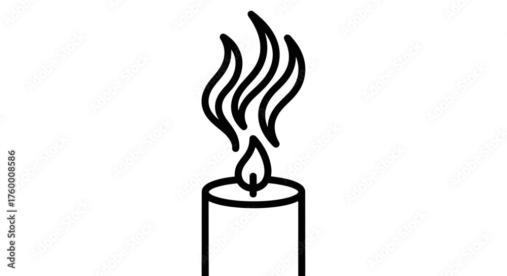 Obraz premium Minimalist Candle Illustration Depicting Serenity And Peaceful Illumination In Darkness