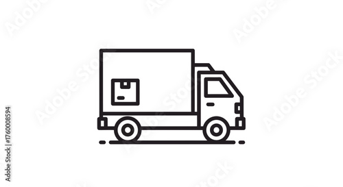 Minimalist Delivery Truck Icon On Black Background For Transport And Shipping