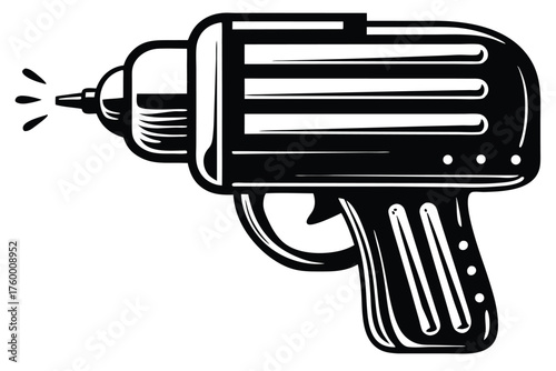 Black and white impact drill sprays water; construction and renovation simplified tool