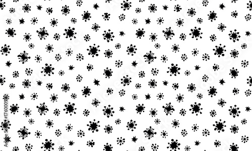 Falling snowflakes. Vector contour drawing background