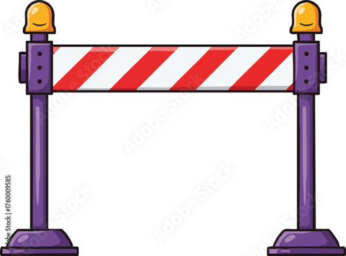 Construction safety barrier with warning lights for road or site hazard prevention vector illustration 