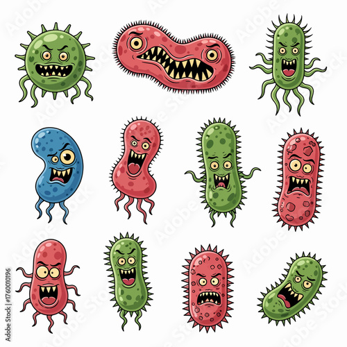Funny cartoon monsters set. Vector illustration for Halloween decoration or package design