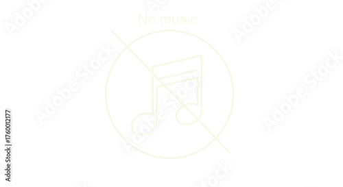 Minimalist Design Signifying No Music Allowed Symbolized in a Circle Against Black Background