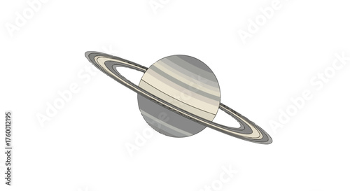 Minimalist Digital Illustration Depicting The Majestic Beauty Of Saturn Against a Starry Night