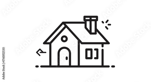 Minimalist House Icon Depicting a Comfortable Home, Shelter, and Residential Structure