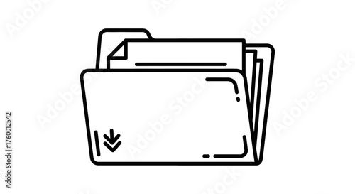 Minimalist Folder Icon Design Illustrating Data Management and Digital Downloading