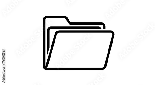Minimalist Folder Icon Isolated On Black Background, Digital File Structure Symbol