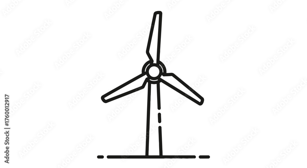 Fototapeta premium Minimalist Illustration of a Wind Turbine on Black Background, Clean Energy Concept