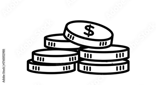 Minimalist Illustration Of Stacked Coins Representing Wealth, Finances, And Investments