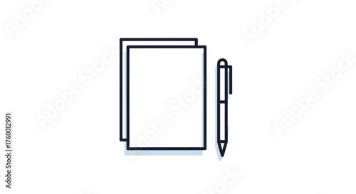 Minimalist Illustration Of Paper And Pen Ideal For Stationary Business Promotion Elements