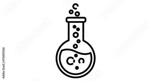 Minimalist Laboratory Flask Icon Depicting Scientific Research and Chemical Reaction