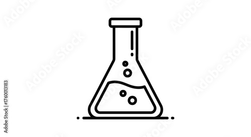Minimalist Laboratory Flask Icon Against The Black Backdrop Representing Modern Science