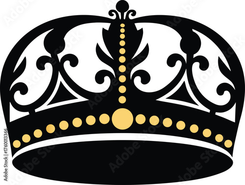 vector black silhouettes of crowns isolated on a white background.