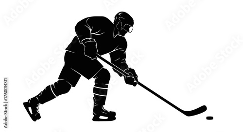 Hockey player silhouette in action
