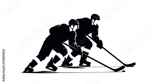Two hockey players in action, vector illustration
