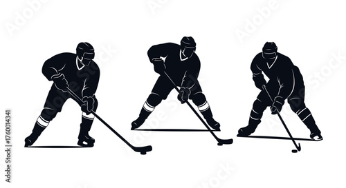 Hockey players silhouettes in action