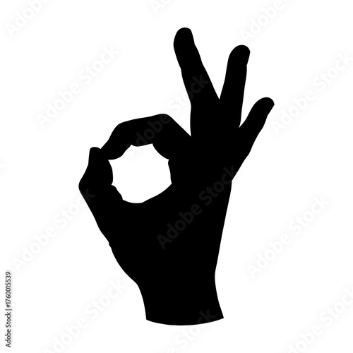 Silhouette of hand showing thumbs up gesture in black and white