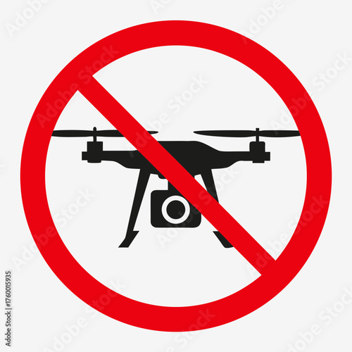 No Drone Zone Sign . Red Prohibited Drone Flight Icon