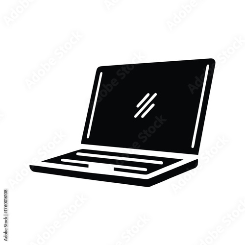 A simplistic laptop icon presents modern technology and represents connectivity and portable computing power