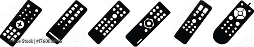 black and white icons of various TV remotes