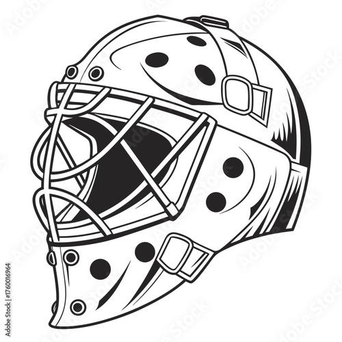 Hockey goalie mask line art graphic simple clean sports equipment design