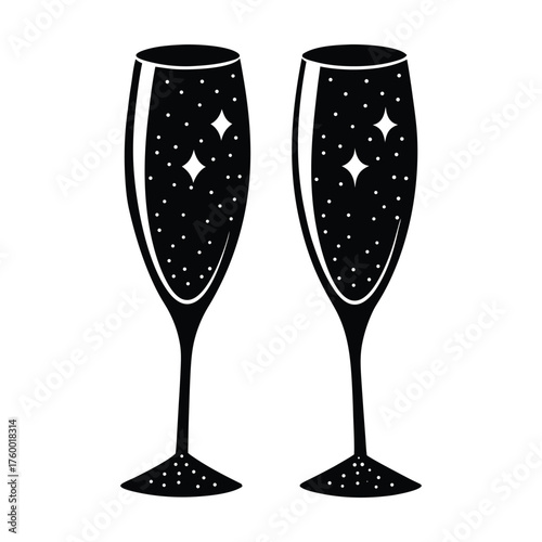 two glasses of champagne vector illustration