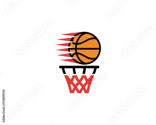 Dynamic Basketball Slam Dunk Illustration with Speed Lines and Vibrant Colors for Sports Enthusiasts