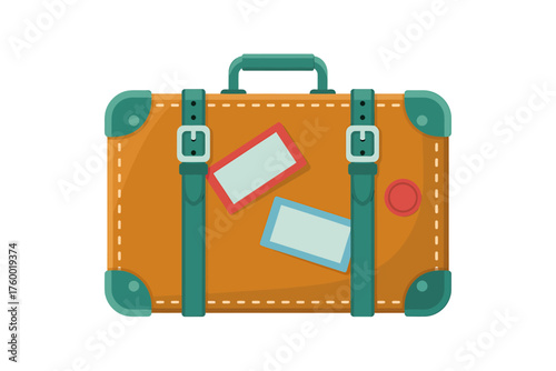 Vintage Travel Suitcase with Travel Stickers Ready for Adventure and Exploration Perfect for Vacation or Tourism Concepts