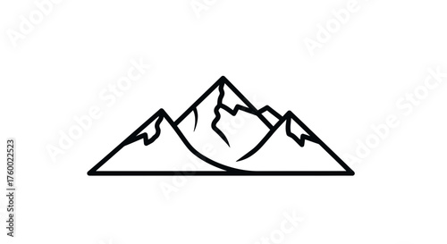 Minimalist Mountain Outline Against a Dramatic Black Canvas for Visual Appeal