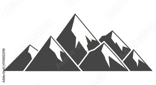 Minimalist Mountain Range Depiction: A Simple Black and White Design Presentation