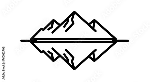 Minimalist Mountain Reflection Design with Aesthetic Appeal, Ideal for Various Uses
