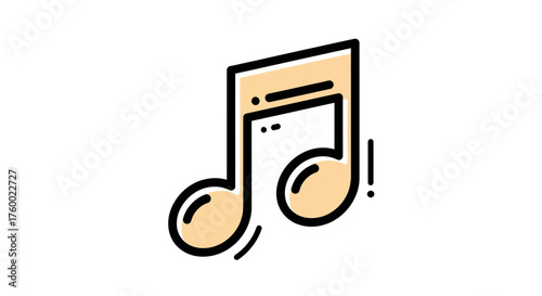 Minimalist Musical Note Icon Against Black, Ideal For Design And Multimedia Projects