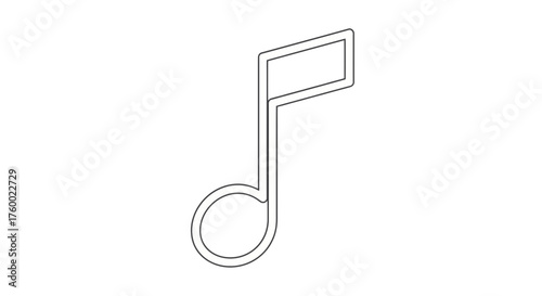 Minimalist Musical Note Vector On Black Background, Simple Music Symbol Design Vector