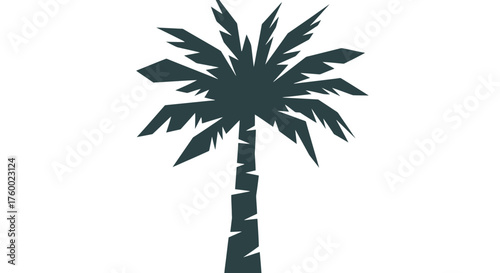 Minimalist Palm Tree Silhouette Against a Deep Black Backdrop with Dark Green Accents