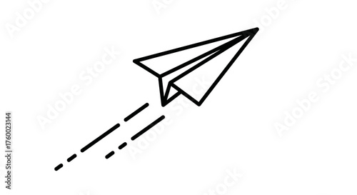 Minimalist Paper Airplane Gliding Across a Dark Canvas Illustrating Ideas and Movement