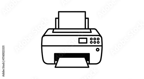 Minimalist Printer Icon On Dark Background Representing Modern Printing Solutions