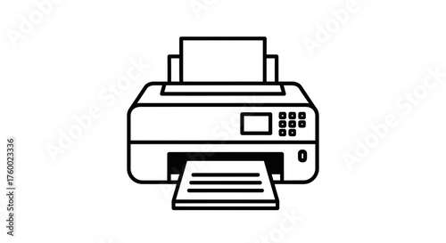 Minimalist Printer Icon on Black Background for Business and Technical Concepts