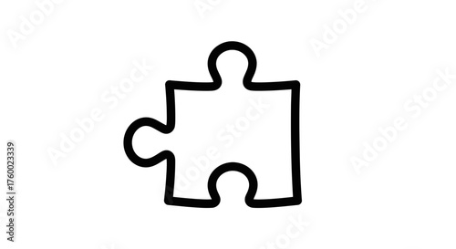 Minimalist Puzzle Piece Silhouette Conceptualizing Interconnection, Unity, and Integration