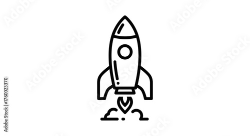 Minimalist Rocket Launch Graphic Displaying Potential, Aspiration and Success Concept