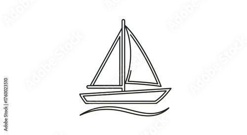 Minimalist Sailing Vessel Illustration Against a Black Background, Elegant and Clean