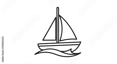 Minimalist Sailing Vessel Illustration Against a Seamless Black Background Design