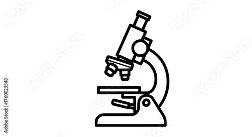 Minimalist Schematic Of A Microscope Depicting Science And Research Under Dark Background
