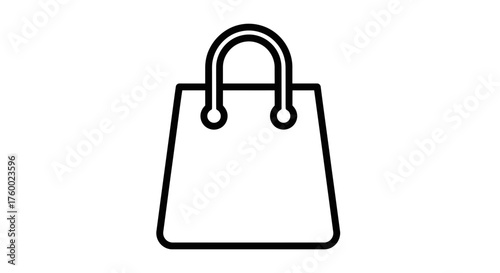 Minimalist Shopping Bag Icon Depiction On Black Background Design For Multiple Uses