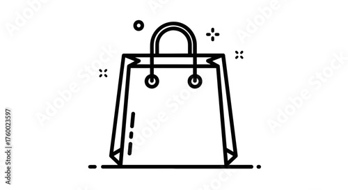 Minimalist Shopping Bag Icon on Black Background for Retail and Online Commerce